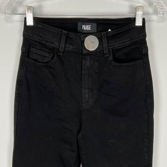 Paige High Rise Skinny Jeans Black Shadow Big Button size 26 - Picture 2 of 11